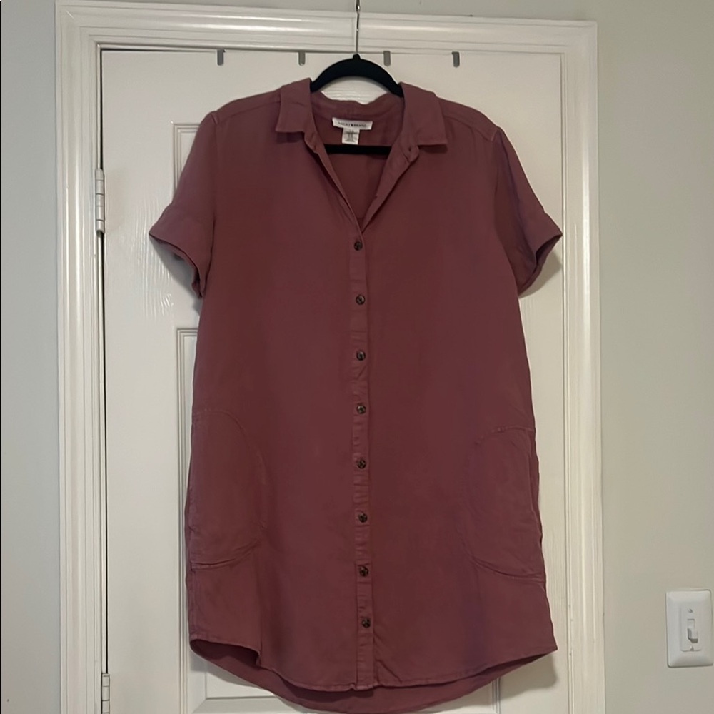 Mauve Button-Up Shirt Dress